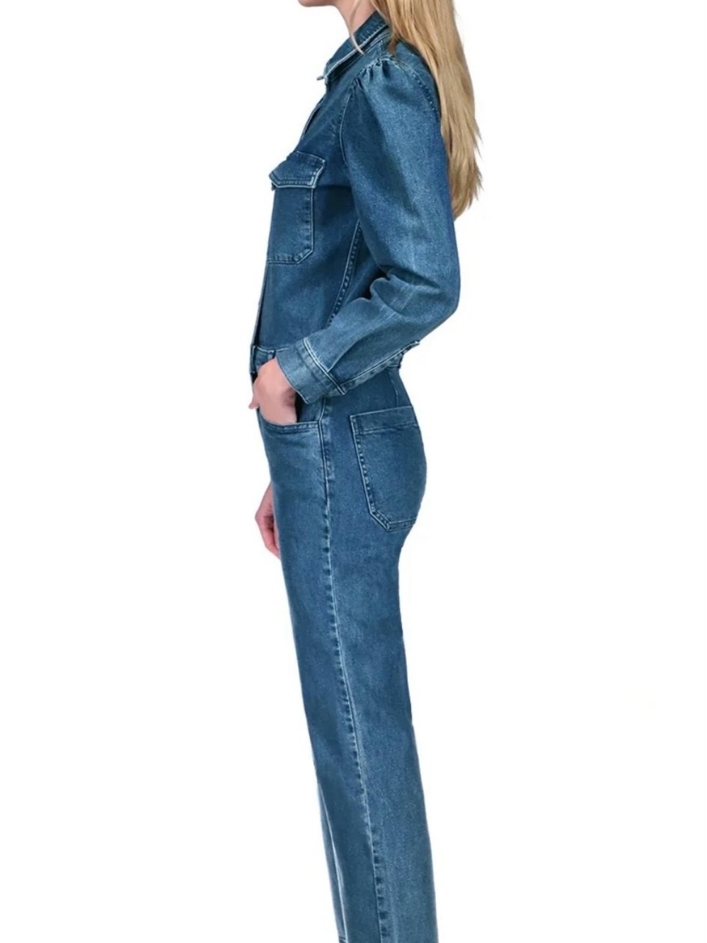 DL1961 Freja Denim Jumpsuit – Tripoli Wash – Size Large - Picture 3 of 4